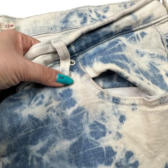 Levi’s 721 High Rise Skinny Ankle Stretch Jeans Frayed Hem Bleach Dye Plus 22W - Picture 5 of 7